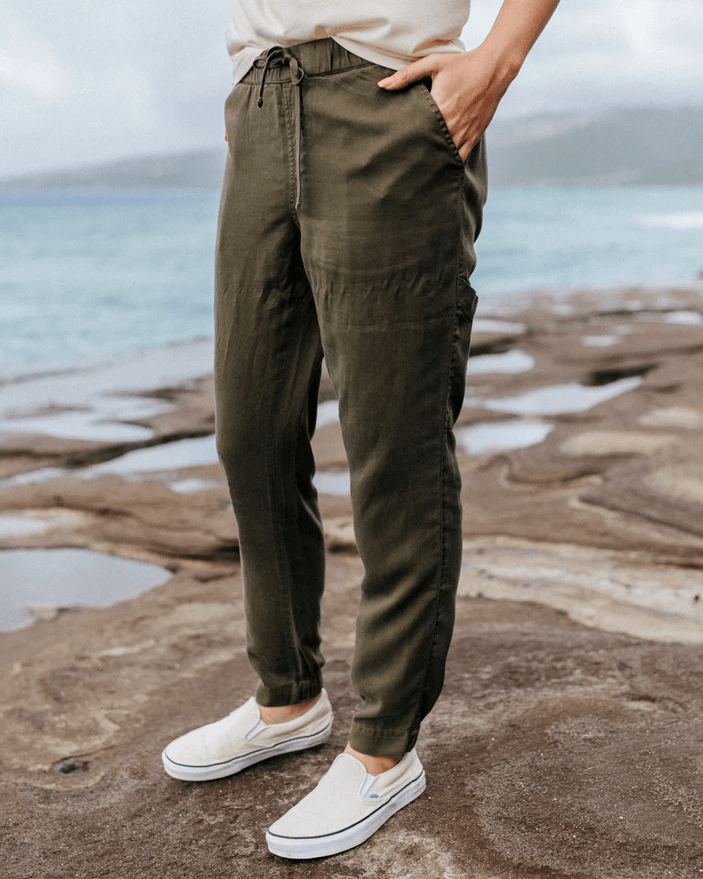 Tentree W's Tencel Pacific Jogger- Made From 100% Tencel Olive Night Green Pants