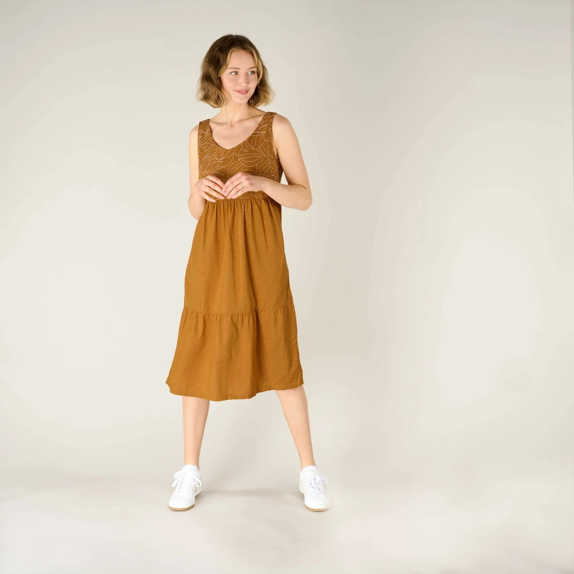 Sherpa W's Tharu Tank Dress - Organic cotton, Modal & Hemp Caramel Dress