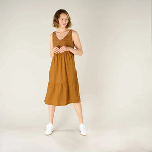 Sherpa W's Tharu Tank Dress - Organic cotton, Modal & Hemp Caramel