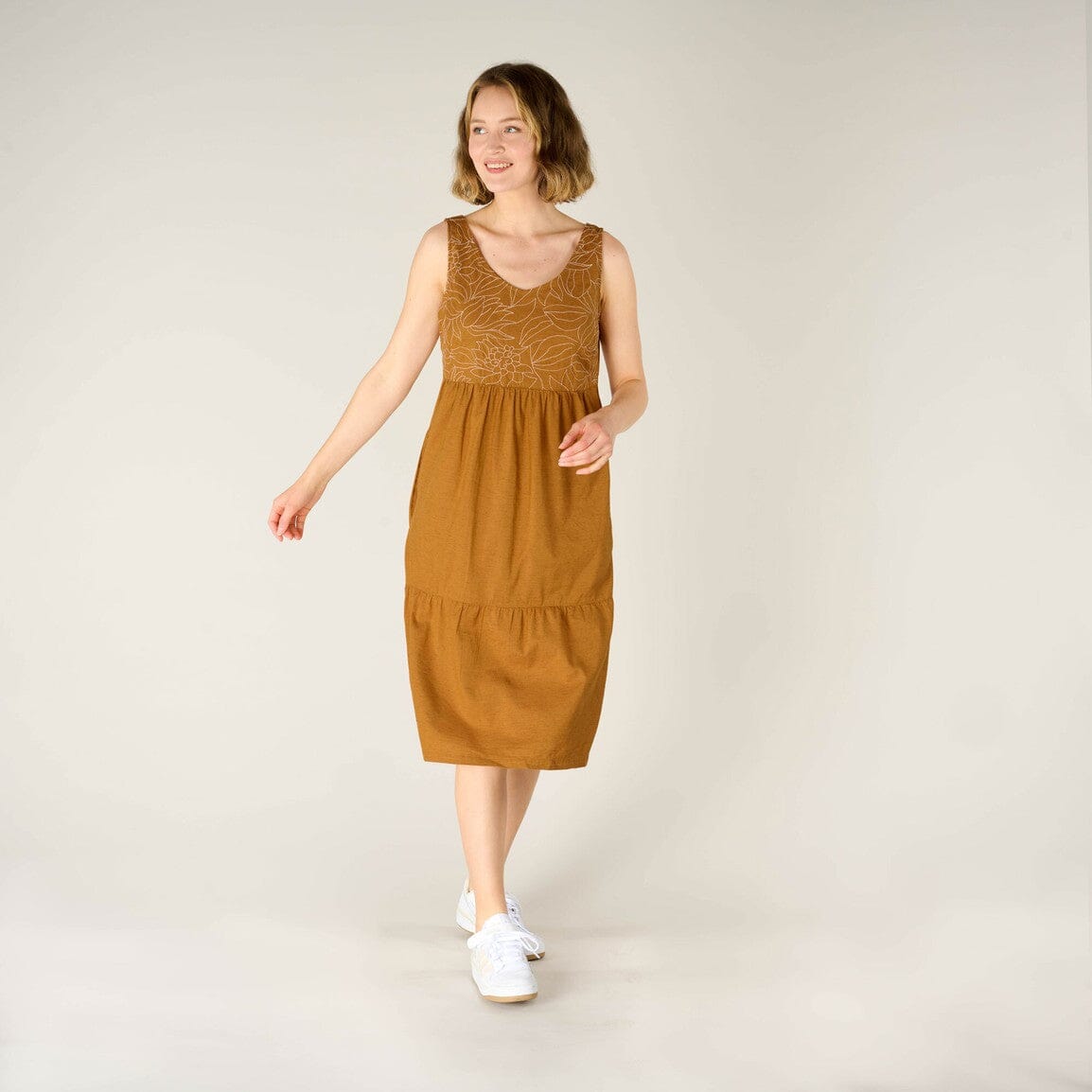 Sherpa W's Tharu Tank Dress - Organic cotton, Modal & Hemp Caramel Dress