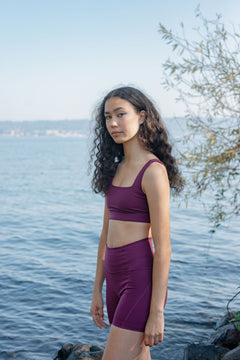 Girlfriend Collective W's Tommy Bra Square Neck - Made from Recycled Plastic Bottles Plum Underwear