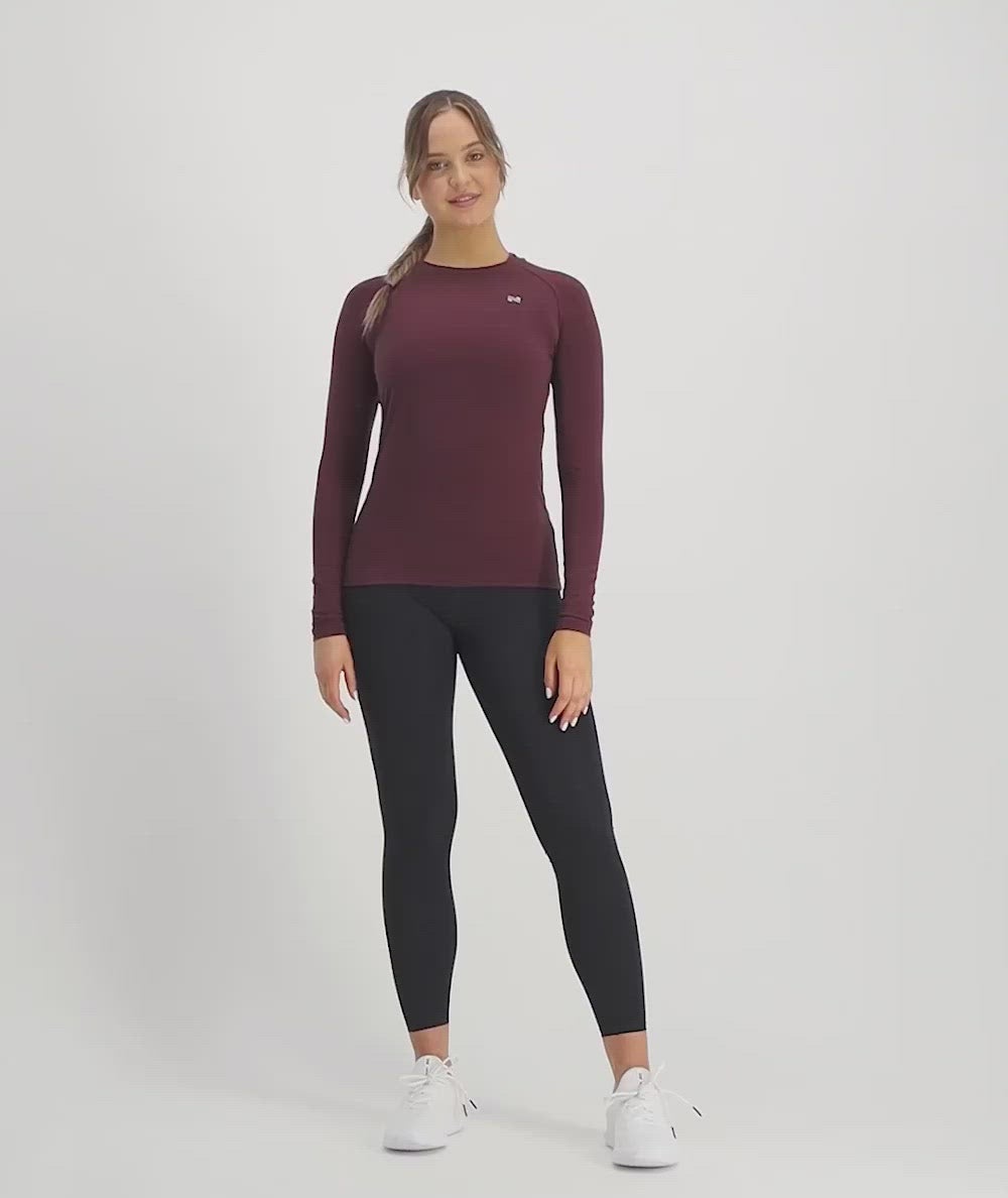 Gymnation W's Training Long-Sleeve - OEKO-TEX®-certified material, Tencel & PES Wine Red Shirt
