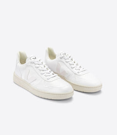 Veja W's V-10 CWL - Cotton Worked as Leather Full White Shoes