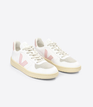 Veja W's V-10 CWL - Cotton Worked as Leather White Petale