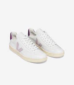 Veja W's V-12 Leather - Classical Sneakers White Parme Magenta Shoes