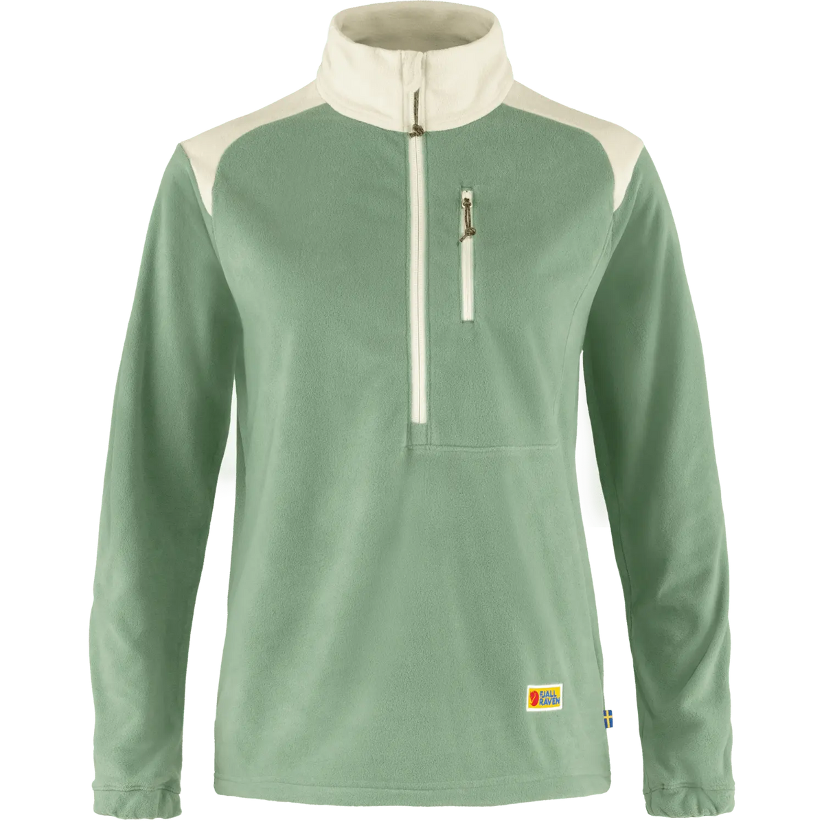 W's Vardag Lite Fleece - Recycled polyester Shirt Fjällräven Sage Green-Chalk White S