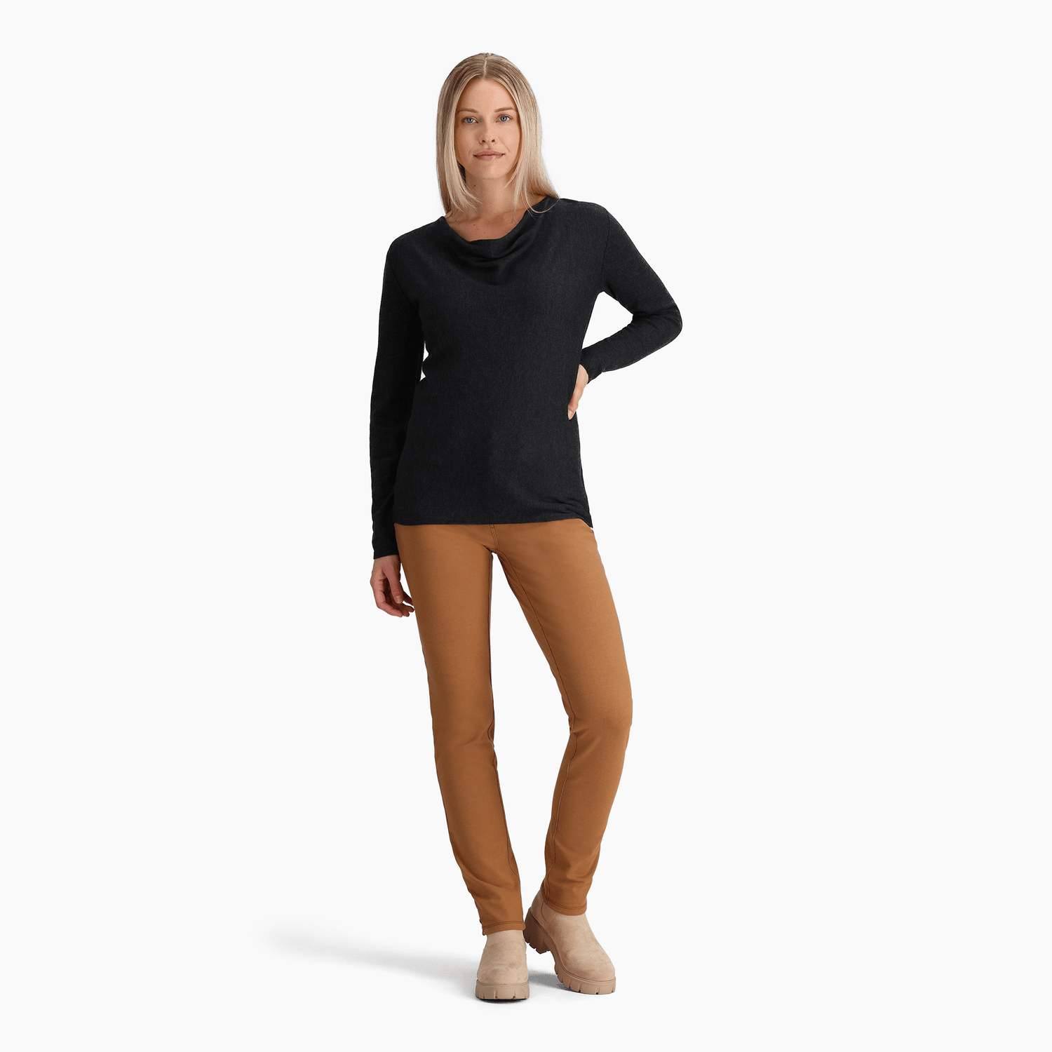 Royal Robbins W's Westlands Cowl - Merino wool & Recycled polyester Charcoal Htr Shirt