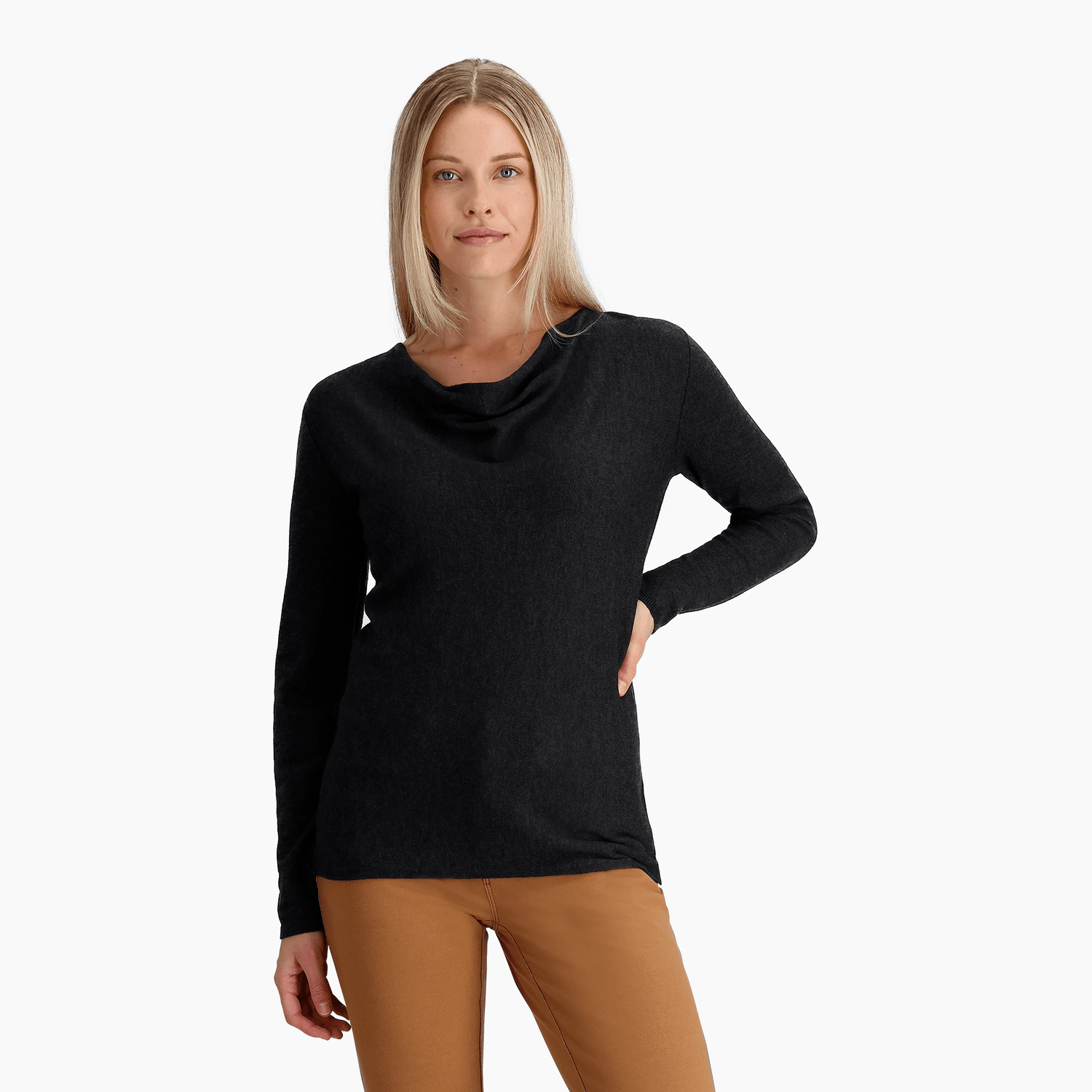 Royal Robbins W's Westlands Cowl - Merino wool & Recycled polyester Charcoal Htr Shirt
