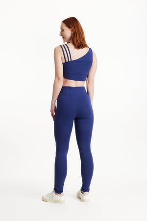 People Tree W's Yoga Asymmetric Top - GOTS certified organic cotton Blue