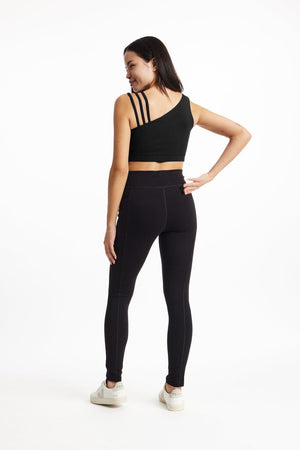 People Tree W's Yoga Asymmetric Top - GOTS certified organic cotton Black