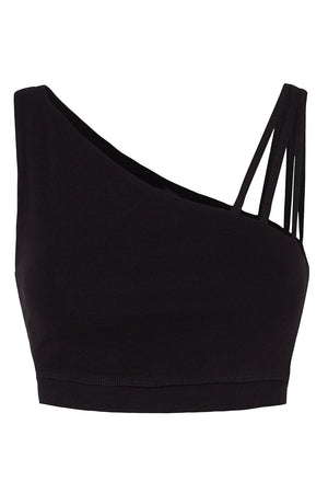 People Tree W's Yoga Asymmetric Top - GOTS certified organic cotton Black