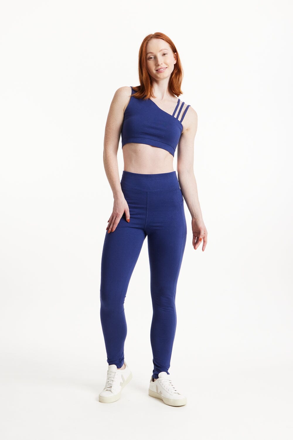 W's Yoga Asymmetric Top - GOTS certified organic cotton Shirt People Tree Blue 8