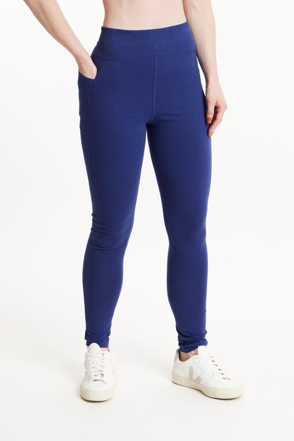 People Tree W's Yoga Pocket Leggings - Organic Cotton Blue Pants