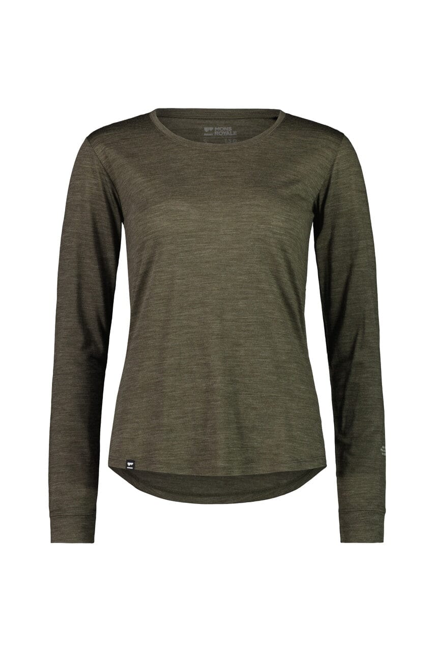 Mons Royale W's Zephyr Merino Cool LS - Merino Wool & Tencel Lyocell Olive Shirt