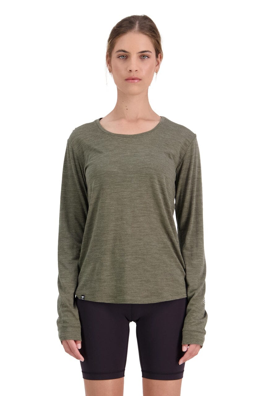 Mons Royale W's Zephyr Merino Cool LS - Merino Wool & Tencel Lyocell Olive Shirt