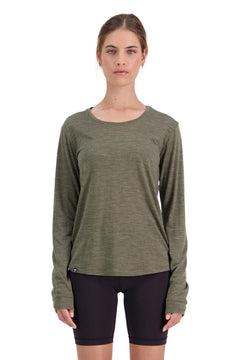 Mons Royale W's Zephyr Merino Cool LS - Merino Wool & Tencel Lyocell Olive Shirt