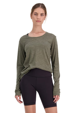 Mons Royale W's Zephyr Merino Cool LS - Merino Wool & Tencel Lyocell Olive Shirt